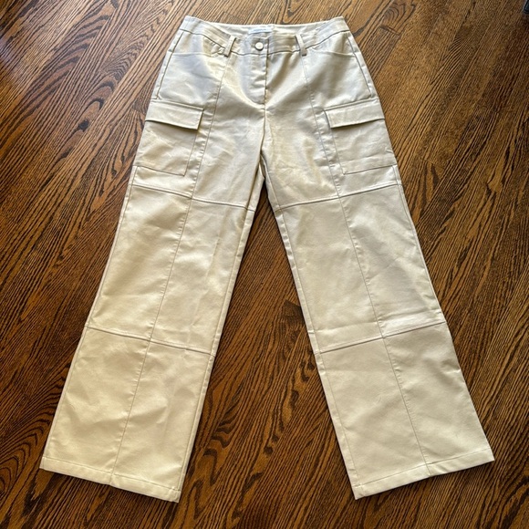 Peppermayo Ivory Walk On The Wild Side PU Cargo Pants. Straight wide legs. New. - Picture 5 of 11